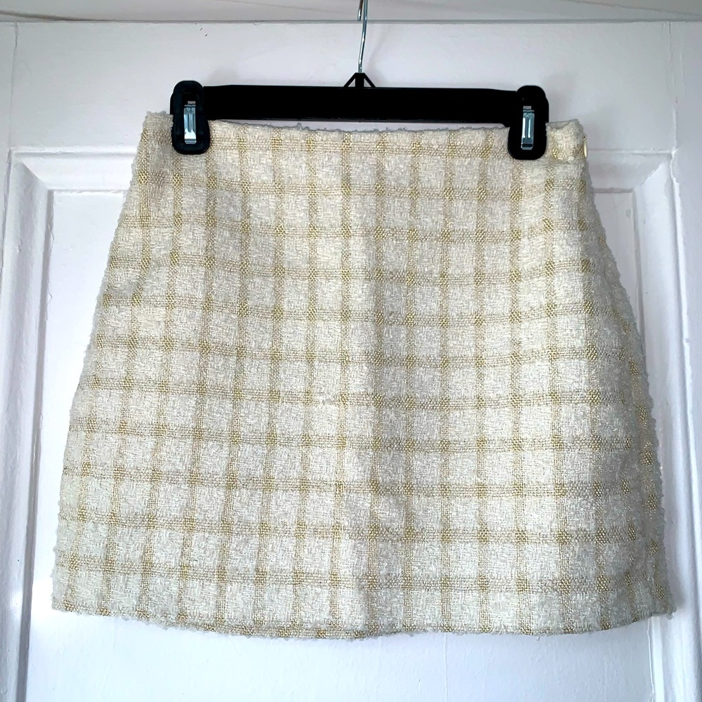Endless Rose - Cream and Gold tweed skirt size Small